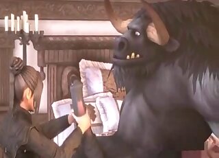 3D vixen jacking off a huge horse boner here